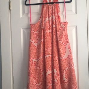 Orange and cream paisley print